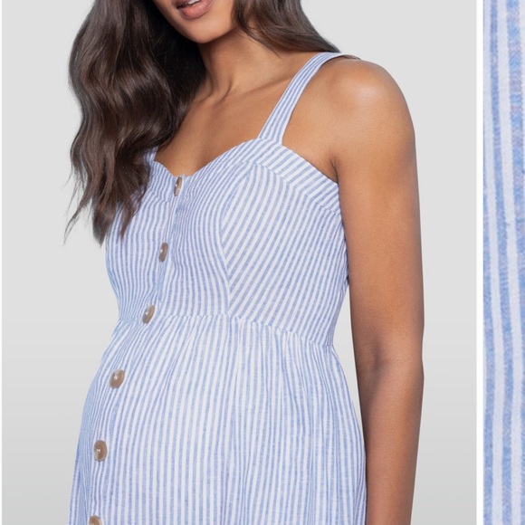 Seraphine Button Front Maternity/Nursing Midi Sundress - Picture 4 of 6